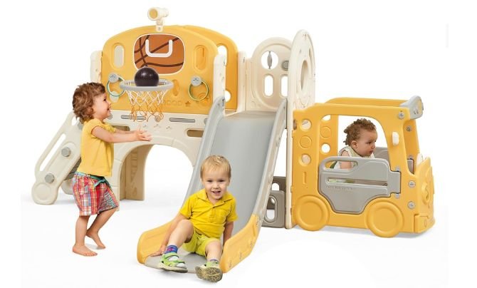 DOVELF Toddler Slide Indoor Playground – 10-in-1 Fun Bus Playhouse Review