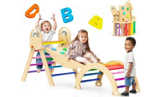 Wooden Climbing Structures - Montessori-Inspired Playsets for Toddlers