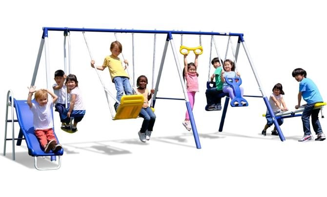Large Multi-Feature Swing Sets 1 - Space Do You Need for a Swing Set