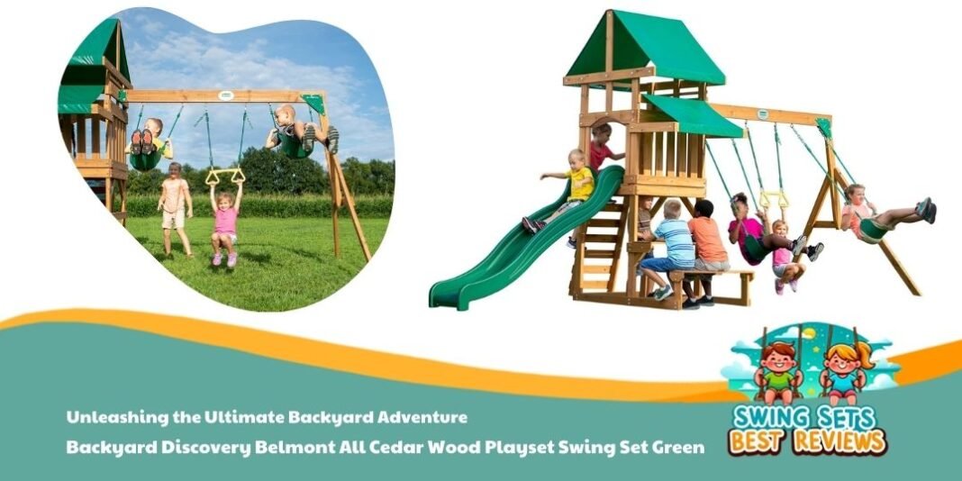 Backyard Discovery Belmont All Cedar Wood Playset Swing Set Green