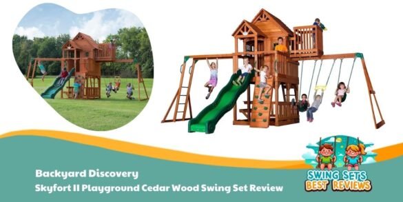 Backyard Discovery Skyfort II Playground Cedar Wood Swing Set