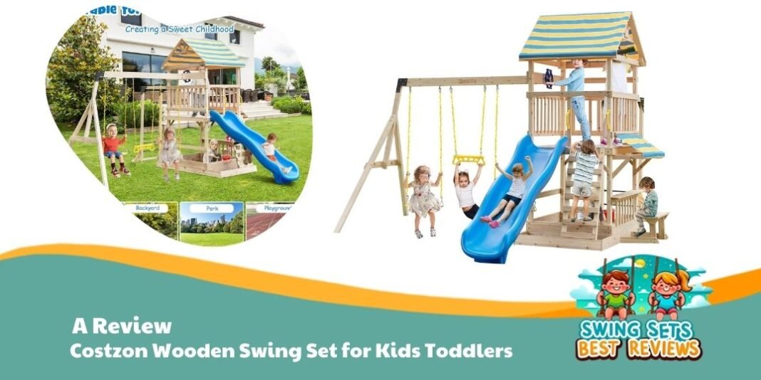 Costzon Wooden Swing Set for Kids Toddlers Review