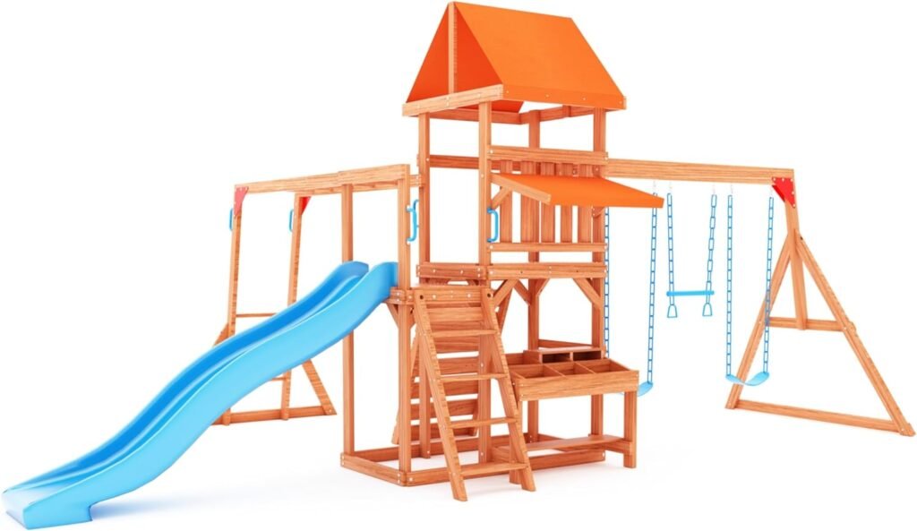 Dolphin Playground Wooden Swing Sets Review-1