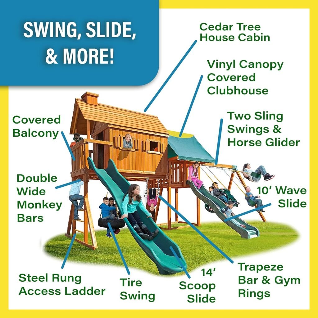 Fantasy Tree House Solid Cedar Wood Swing Set Review-1