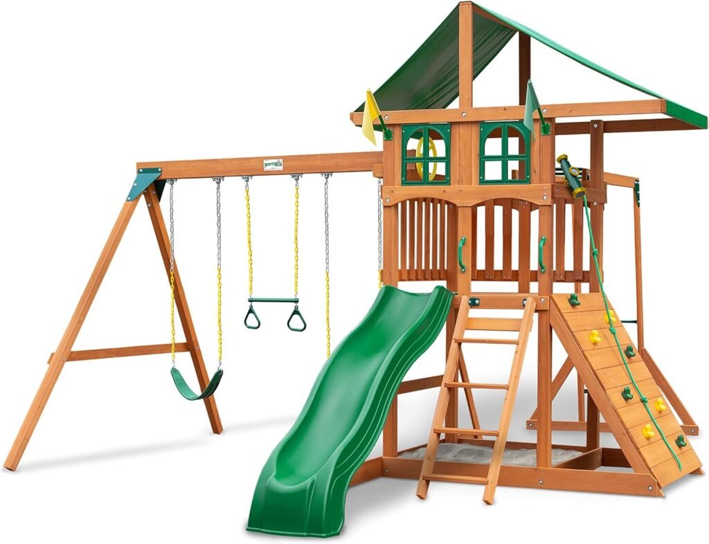 Gorilla Playsets 01-1083 Avalon Treehouse Wooden Swing Set-1