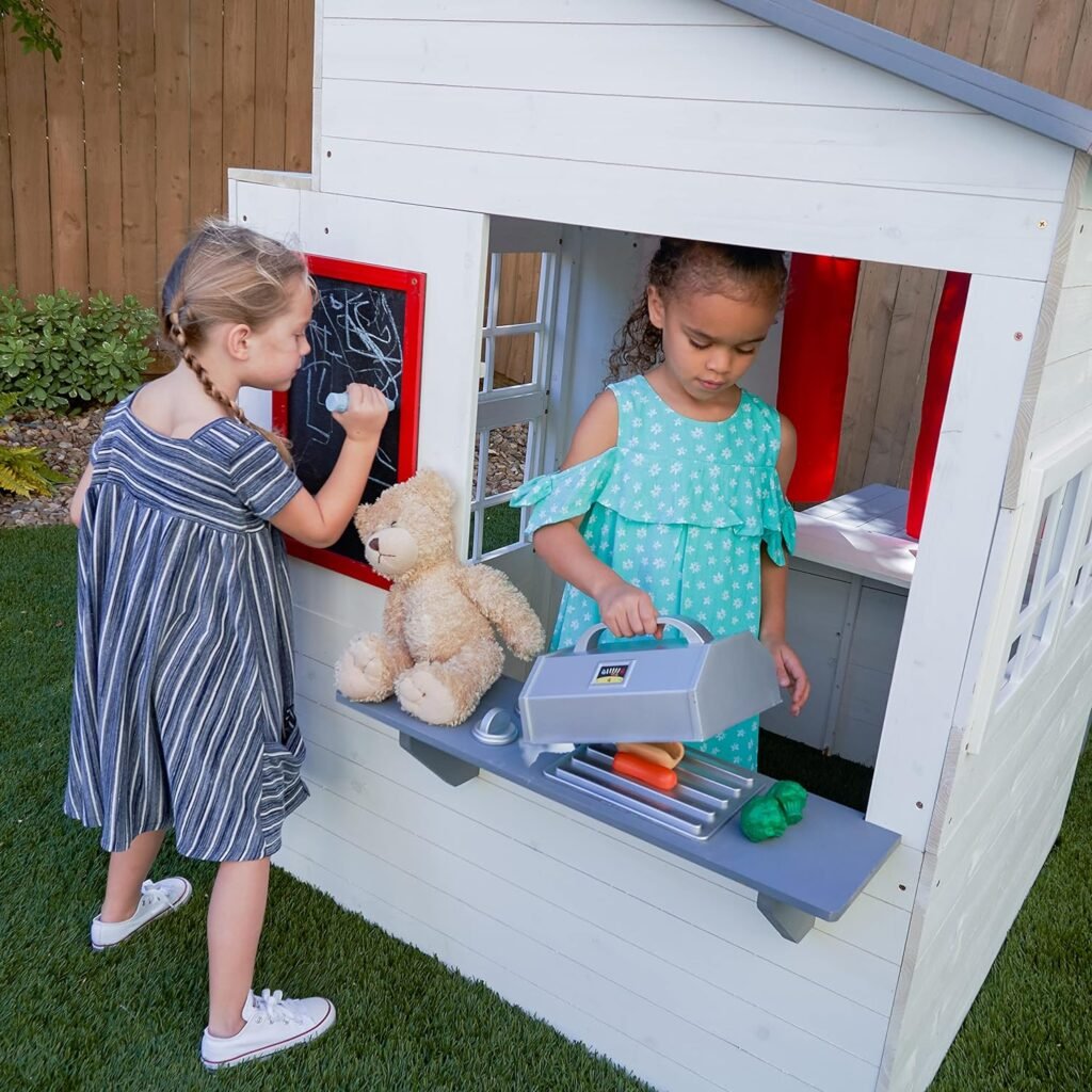 KidKraft Modern Outdoor Wooden Playhouse with Picnic Table-2