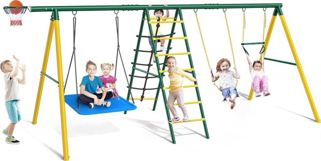 Osoeri 6-in-1 Swing Sets for Backyard